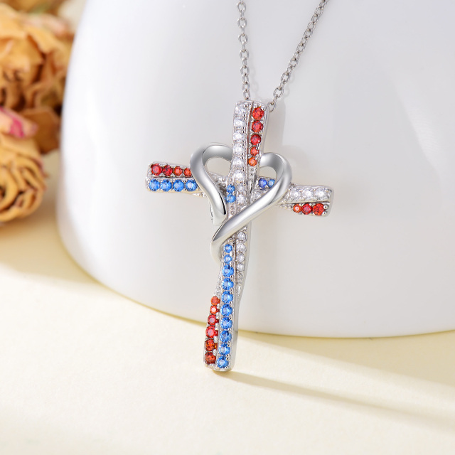 Collana con pendente a croce in argento sterling-4