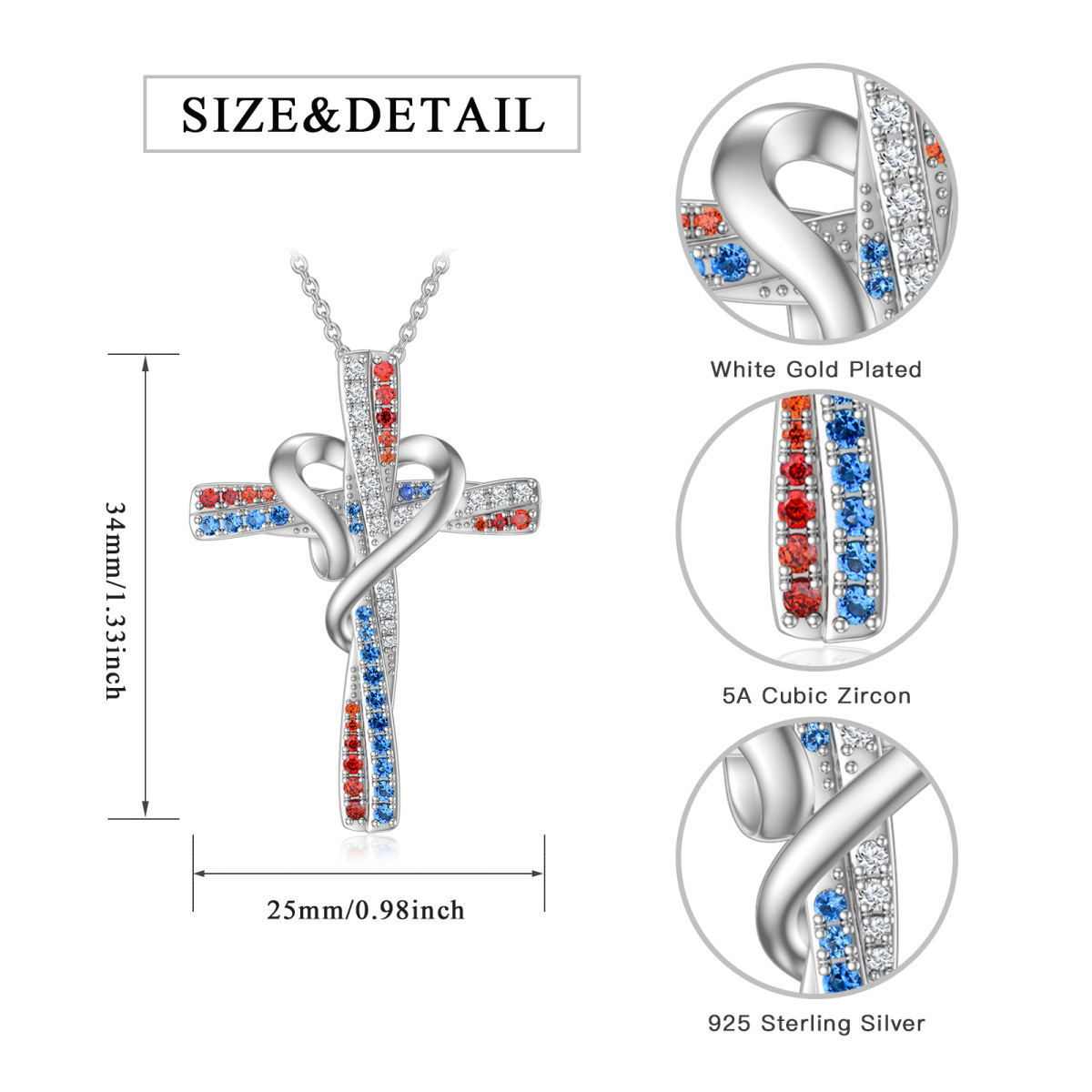 Halskette mit Kreuzanhänger aus Sterlingsilber-6