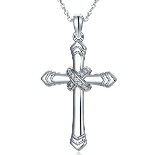 Collana con pendente a croce in argento sterling con zirconi cubici