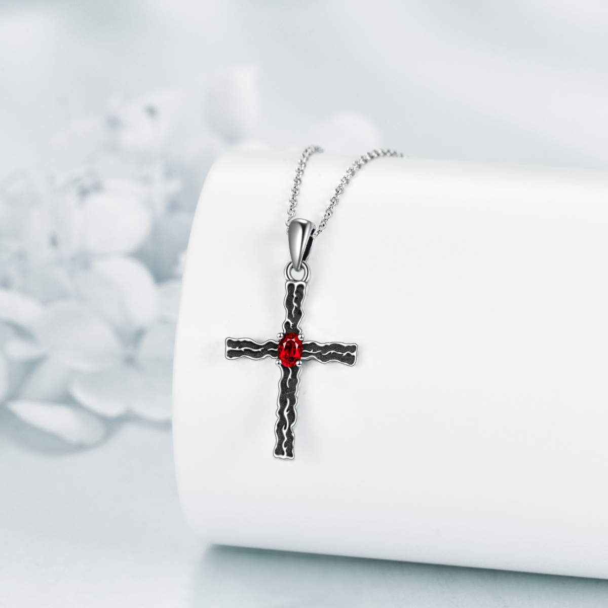 Sterling Silver Cubic Zirconia Cross Pendant Necklace-4