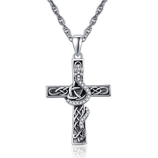 Collana con ciondolo a forma di croce in argento sterling-1