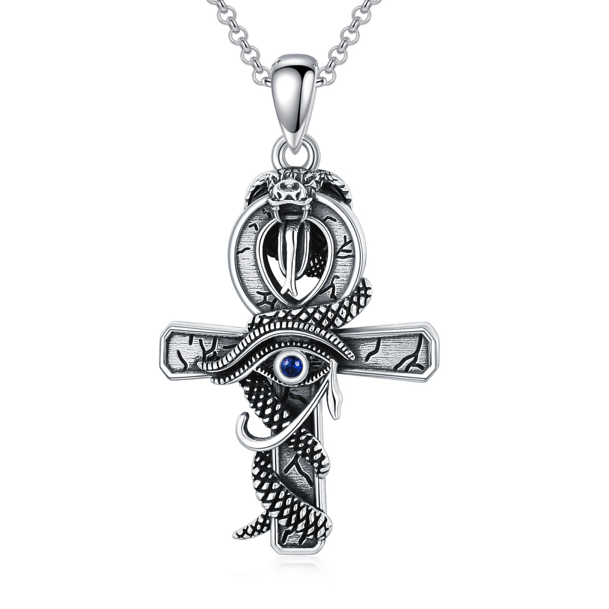 Collana con pendente a croce in argento sterling-1