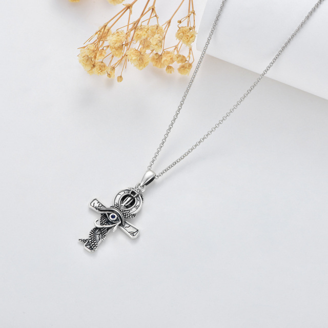 Collier à pendentif croix en argent sterling-4