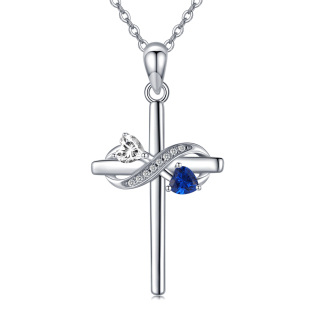 Sterling Silber Cubic Zirkonia Kreuz Anhänger Halskette-20