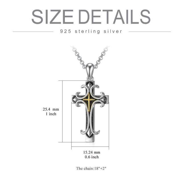 Collier à pendentif croix en argent sterling-5