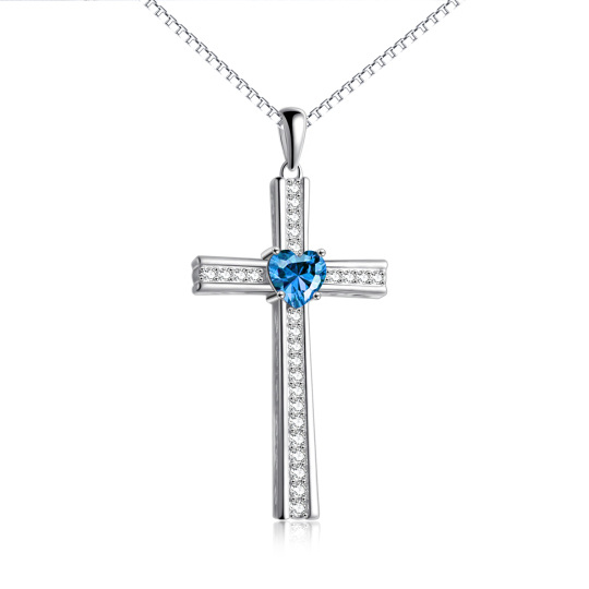 Collier en argent sterling avec pendentif croix en zircon cubique