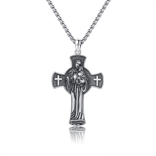 Collana con ciondolo a forma di croce in argento sterling