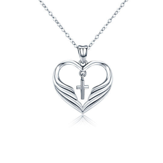 Collana con ciondolo a forma di croce in argento sterling