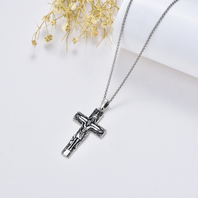 Sterling Silver Cross Pendant Necklace-3