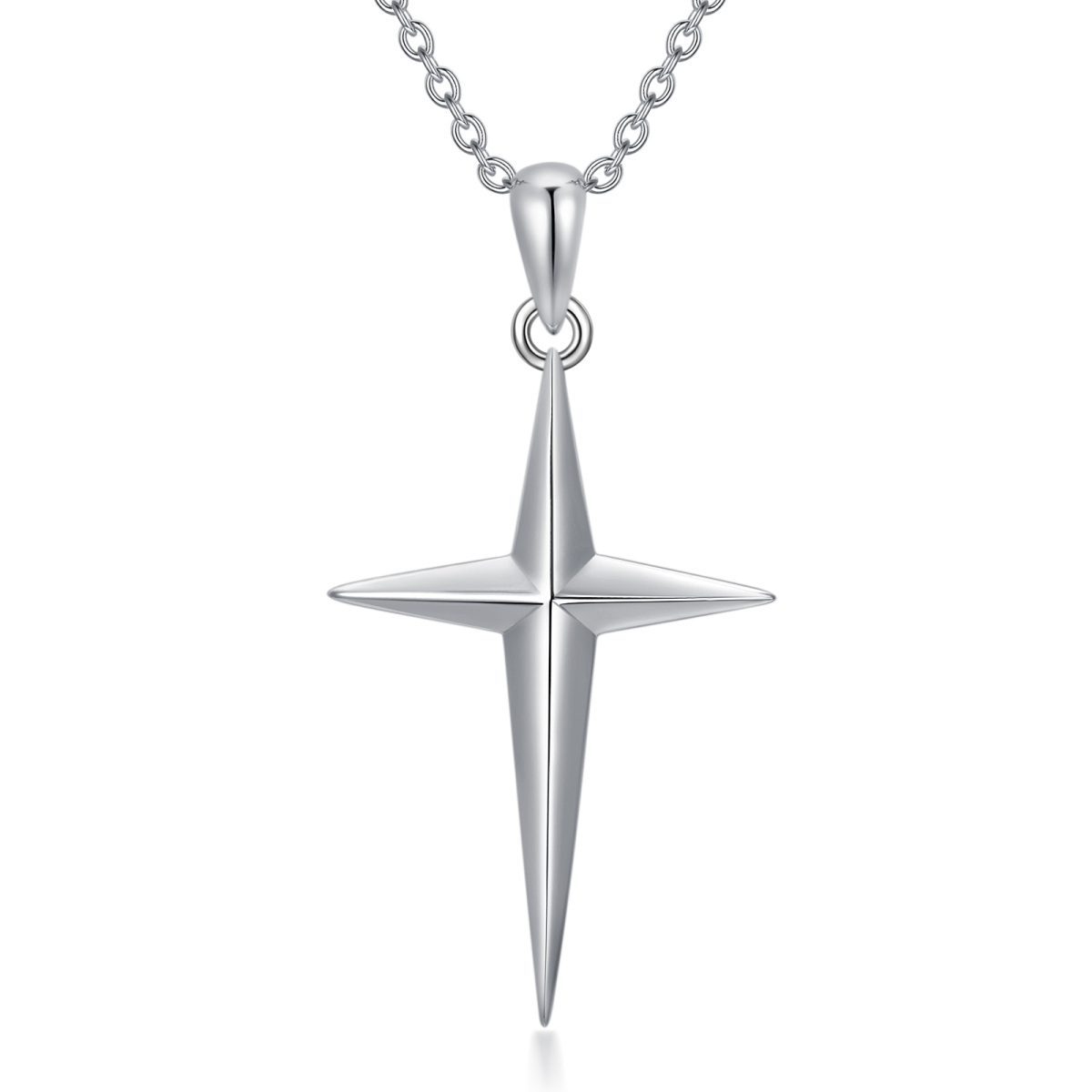 Collana con pendente a croce in argento sterling-1