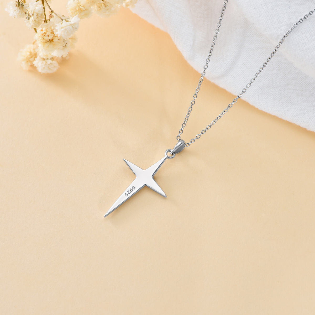 Sterling Silver Cross Pendant Necklace-3