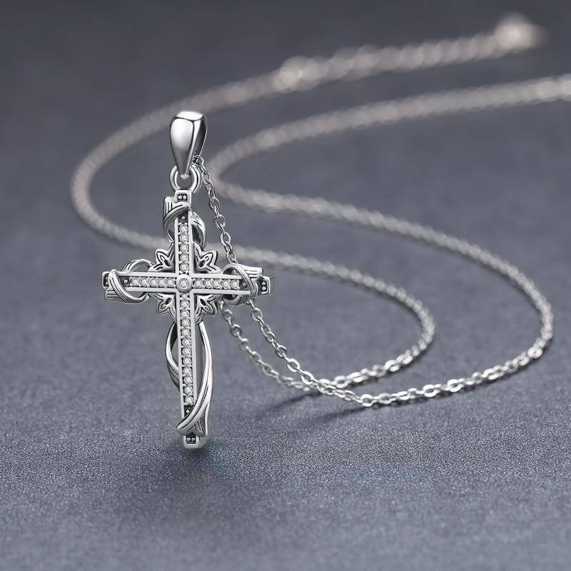 Sterling Silver Cross Pendant Necklace-6