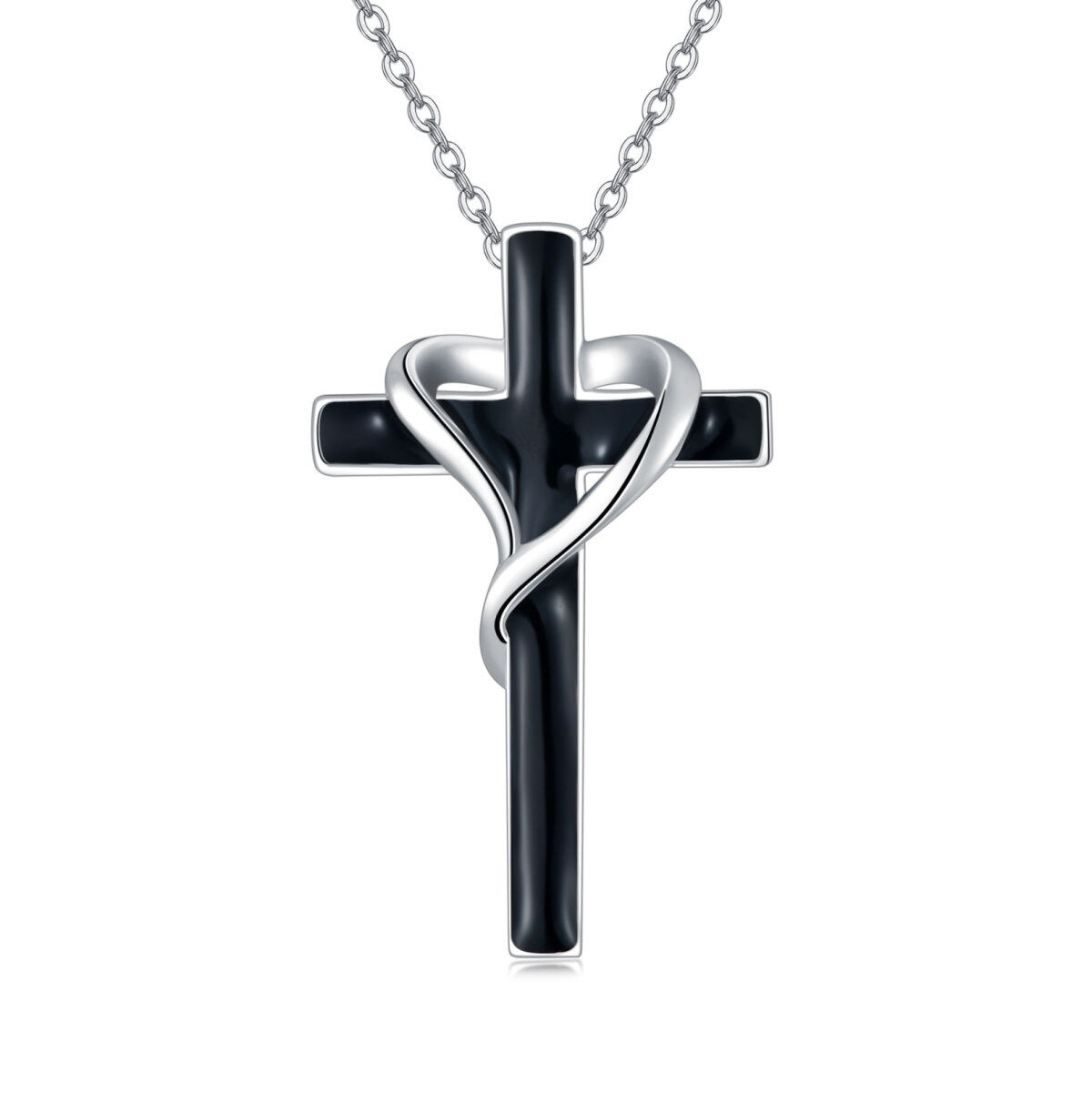 Collier à pendentif croix en argent sterling-1