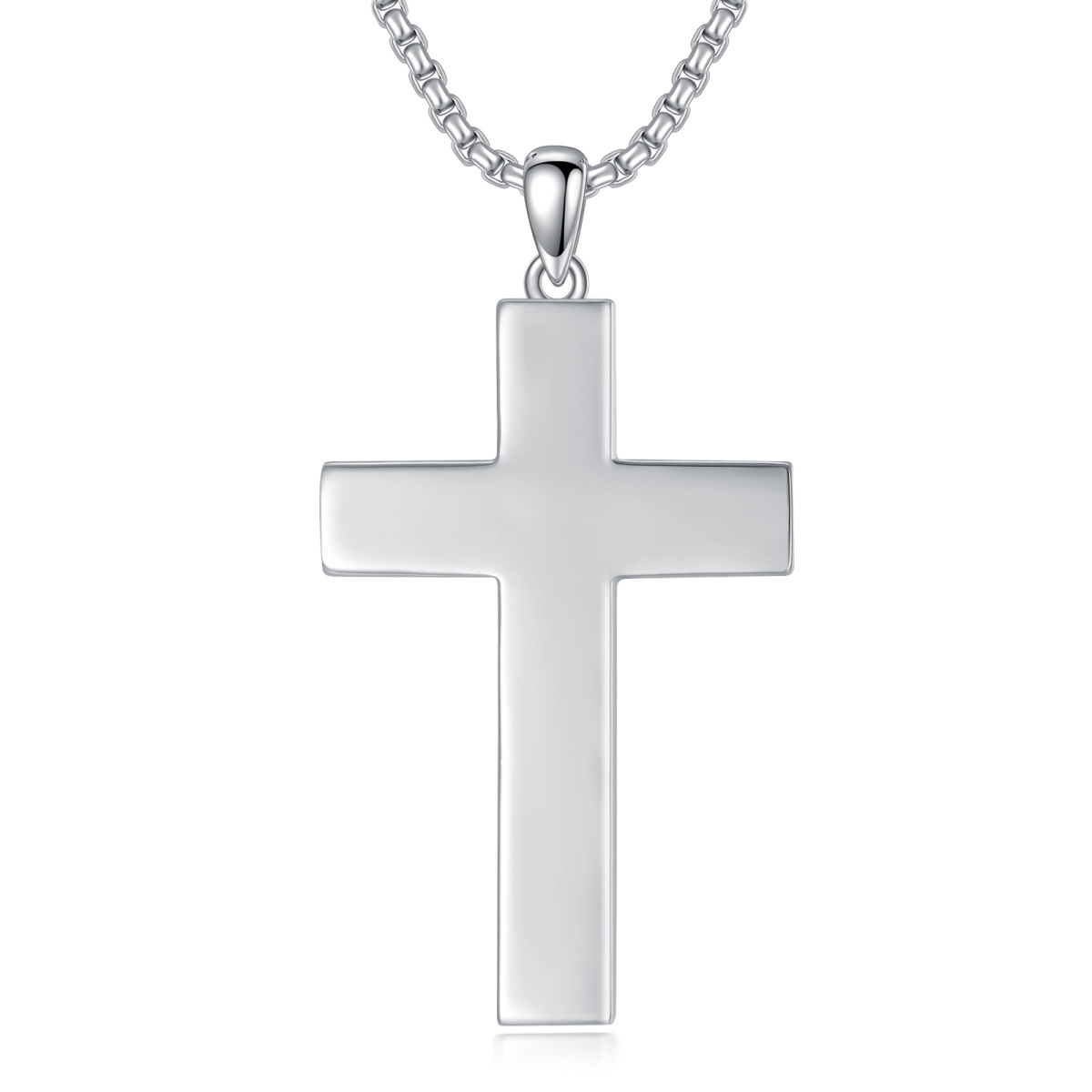 Collier à pendentif croix en argent sterling-1