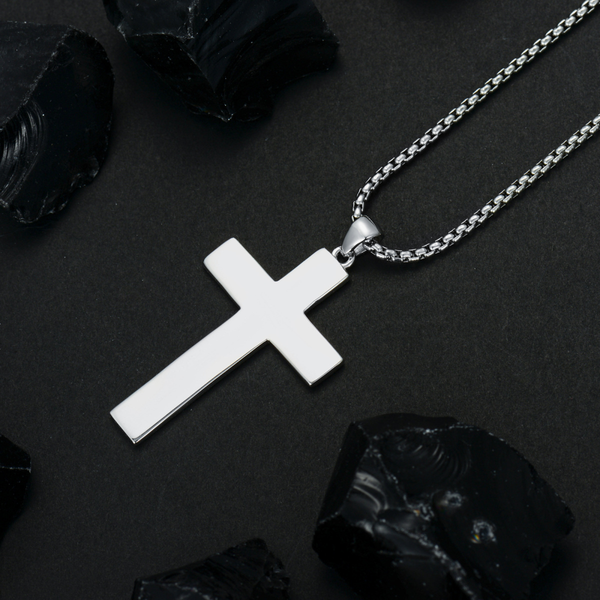 Sterling Silver Cross Pendant Necklace-3