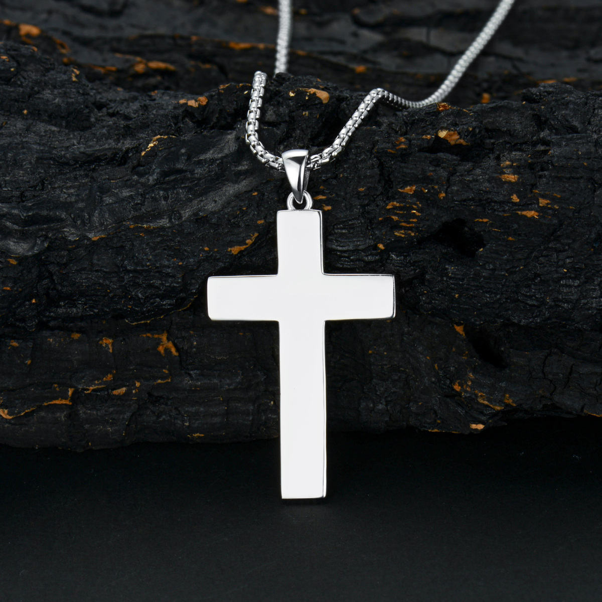 Collier à pendentif croix en argent sterling-4