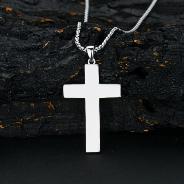 Collana con ciondolo a forma di croce in argento sterling-4