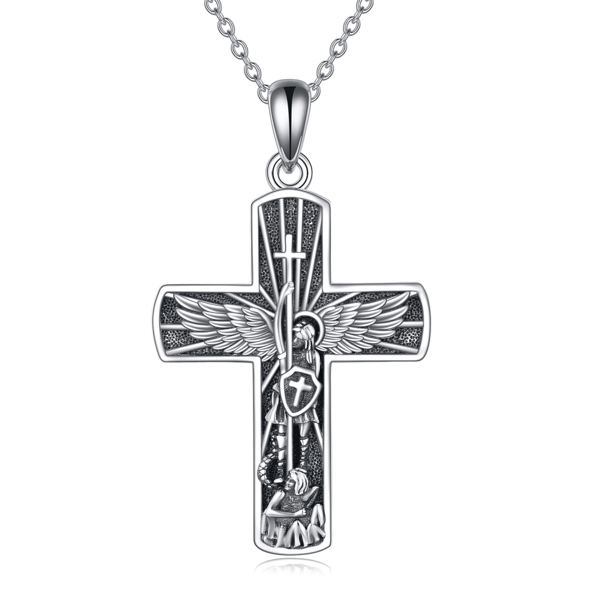 Collier à pendentif croix en argent sterling-1