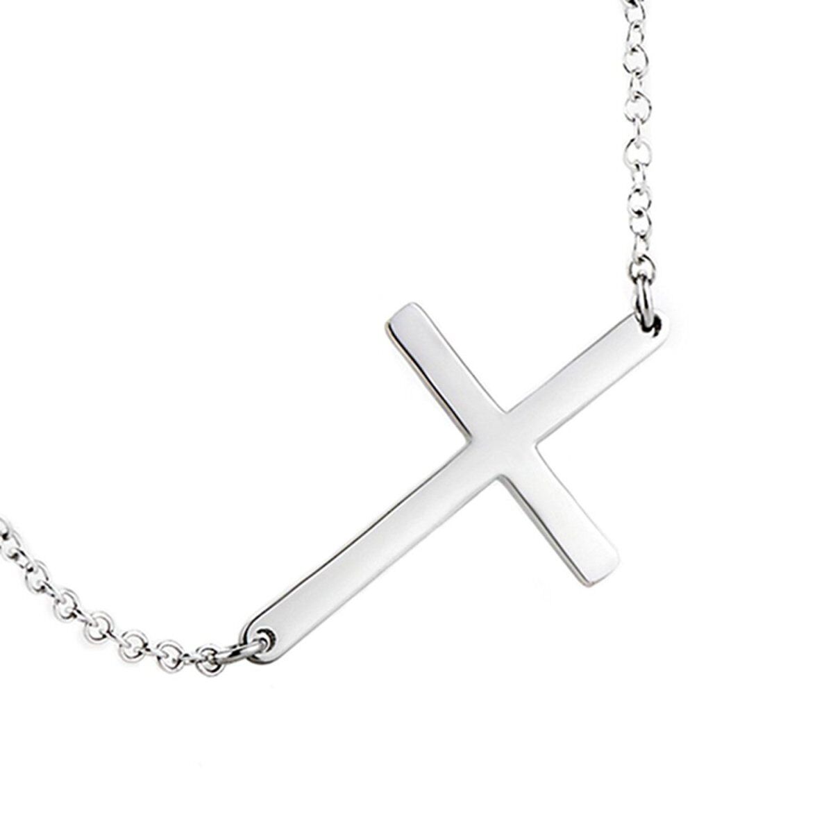 Collier à pendentif croix en argent sterling-1