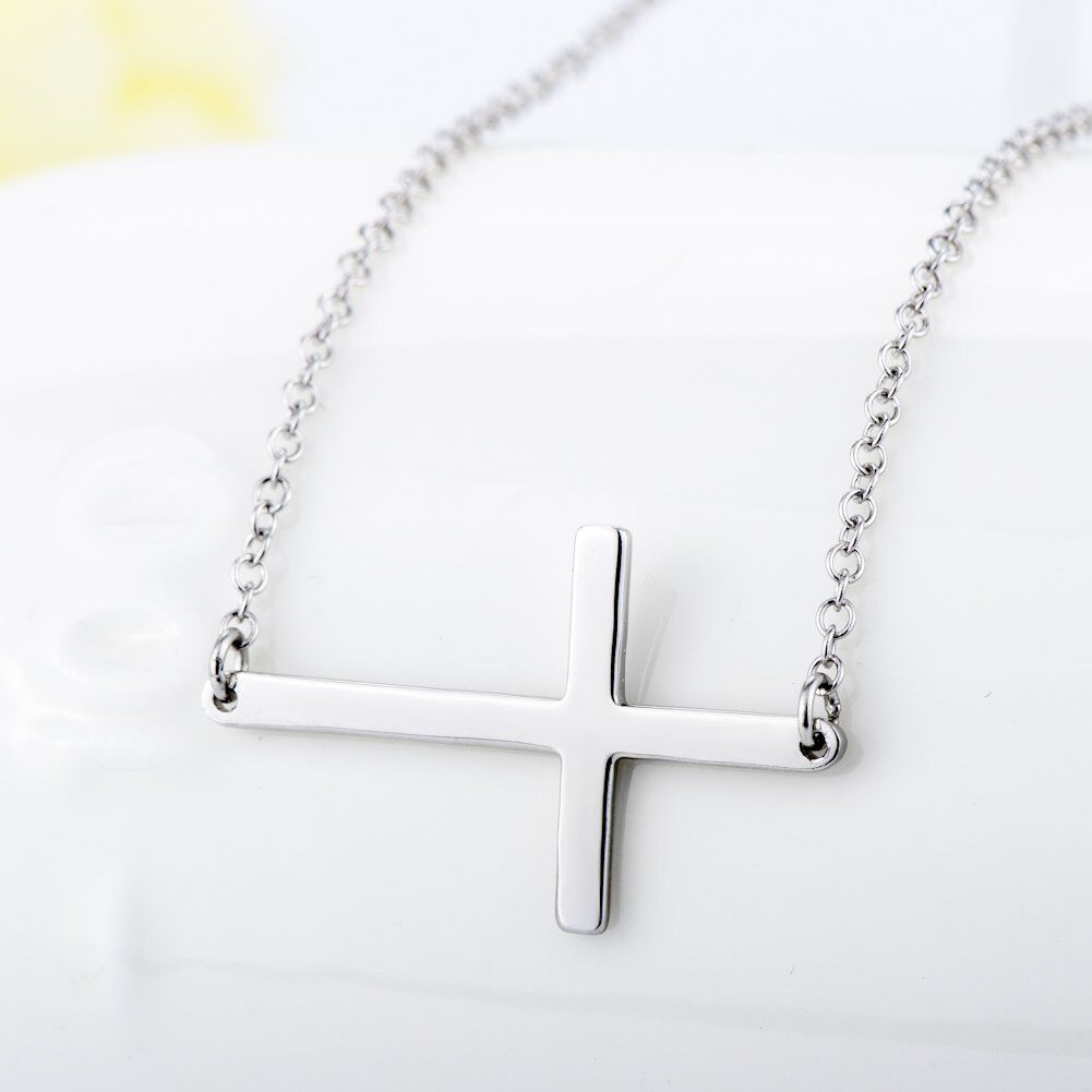 Collier à pendentif croix en argent sterling-3