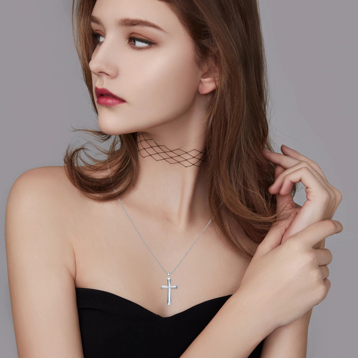 Collier pendentif croix en argent sterling-2