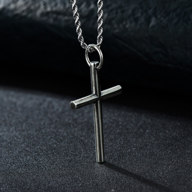 Collier pendentif croix en argent sterling-3