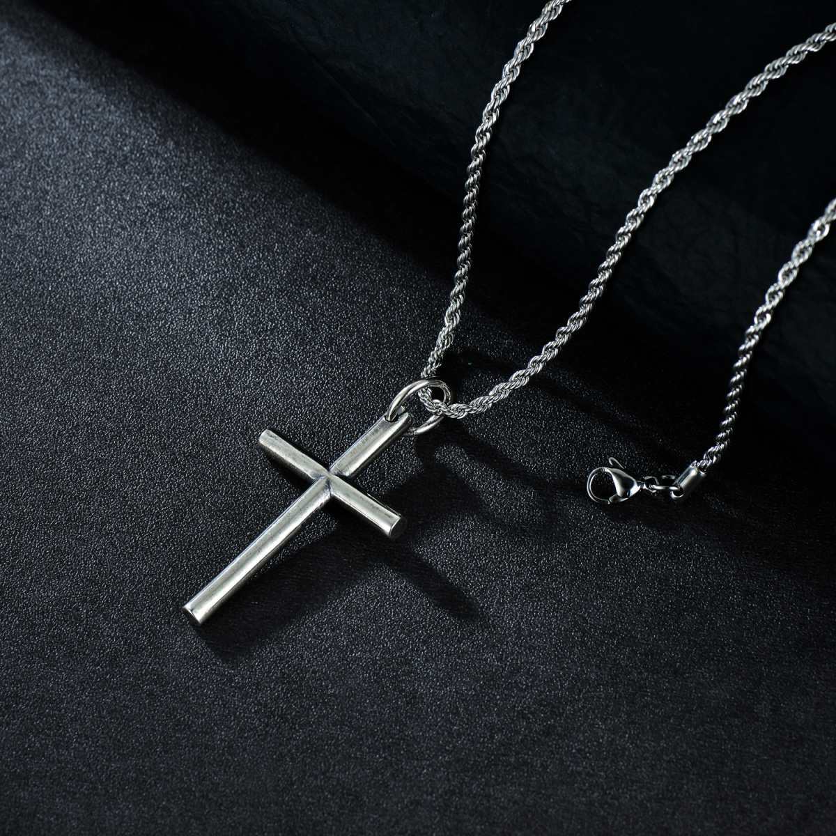 Collier pendentif croix en argent sterling-4