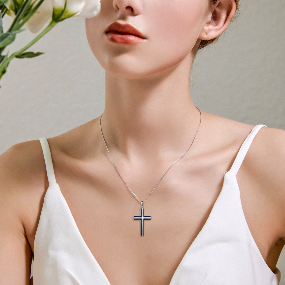 Sterling Silver Cross Pendant Necklace-2