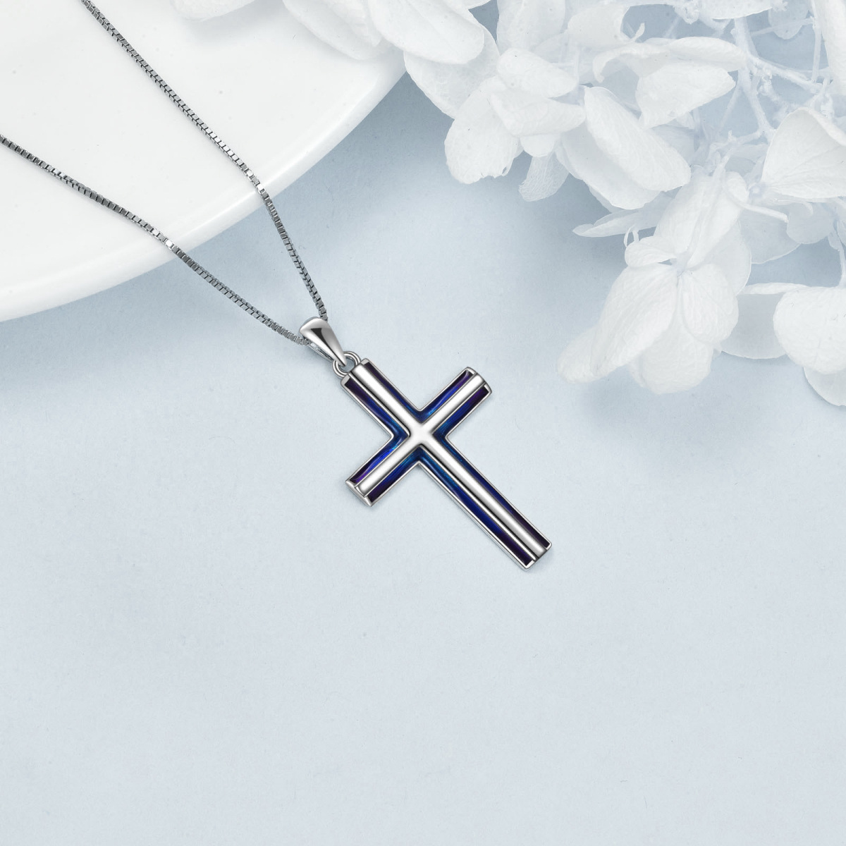 Sterling Silver Cross Pendant Necklace-4