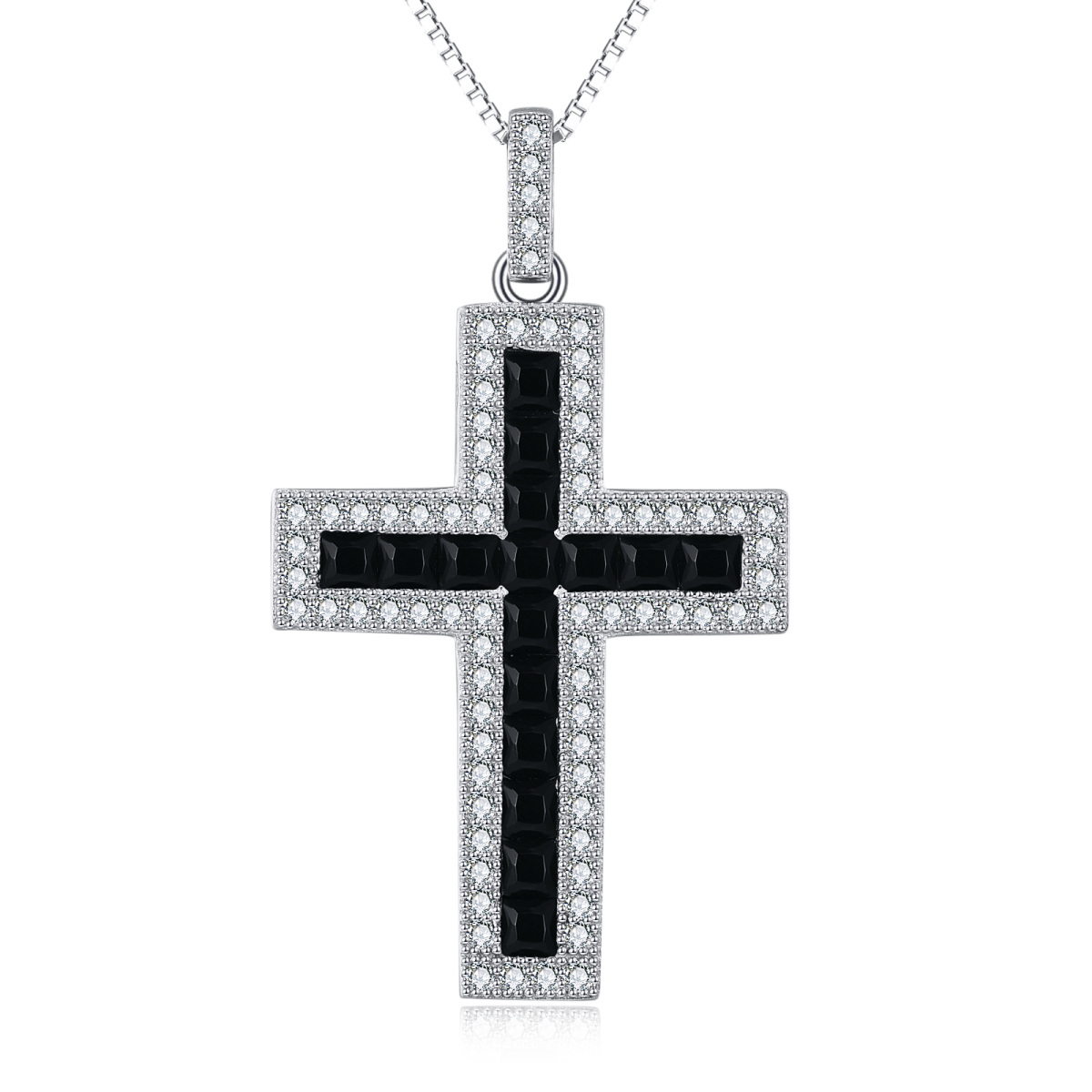 Collana con ciondolo a forma di croce in argento sterling con zirconia cubica-1