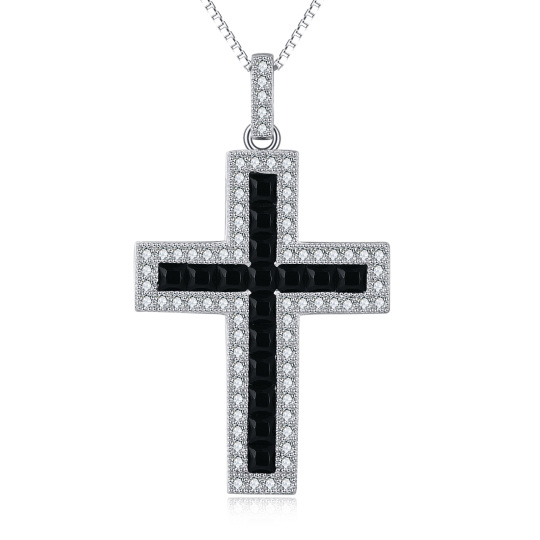 Collier en argent sterling avec pendentif croix en zircon cubique