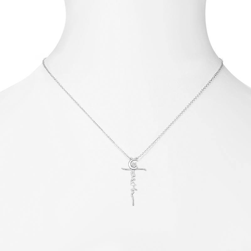 Collier à pendentif croix en argent sterling-6