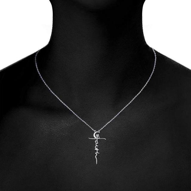 Collier à pendentif croix en argent sterling-7