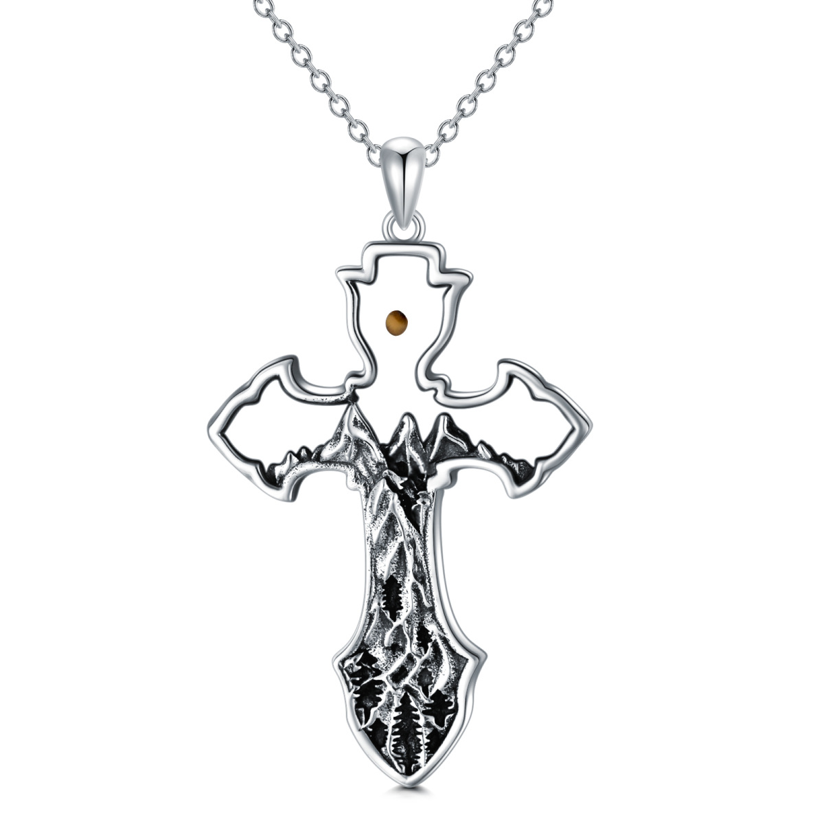 Collana con ciondolo a forma di croce in argento sterling-1