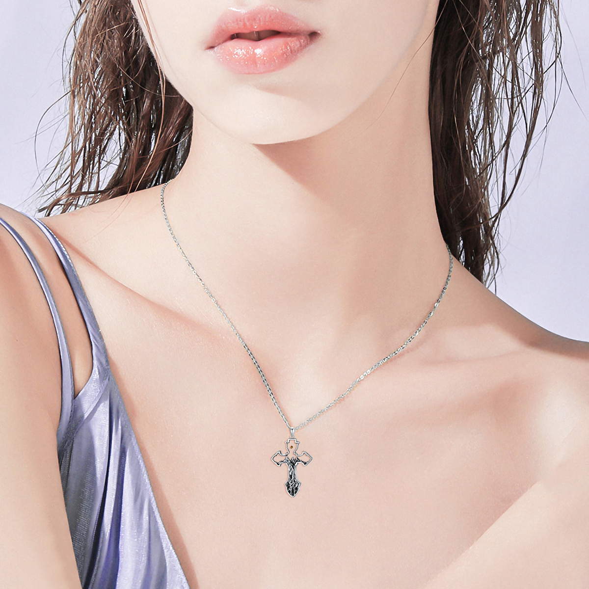 Sterling Silver Cross Pendant Necklace-2