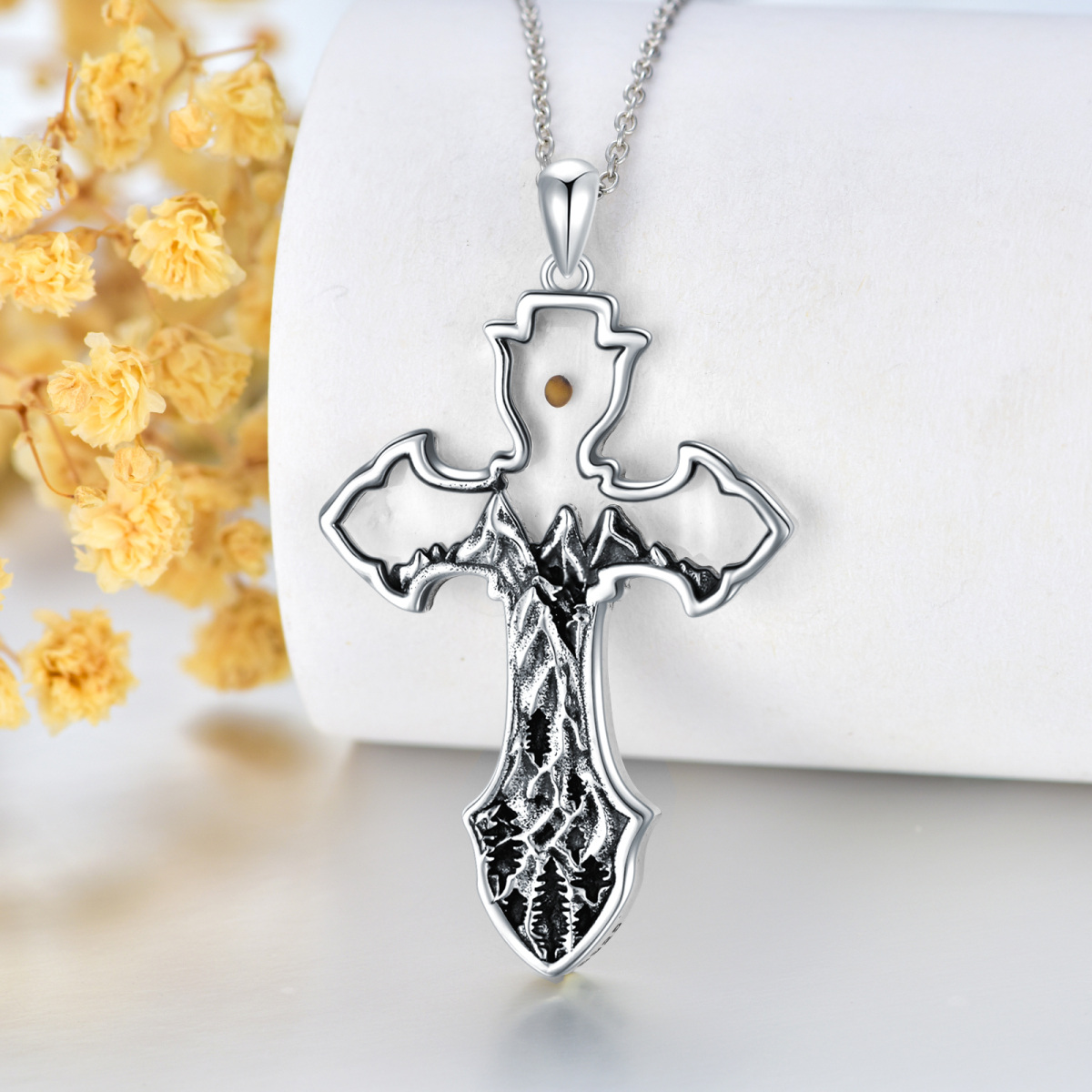 Sterling Silver Cross Pendant Necklace-4