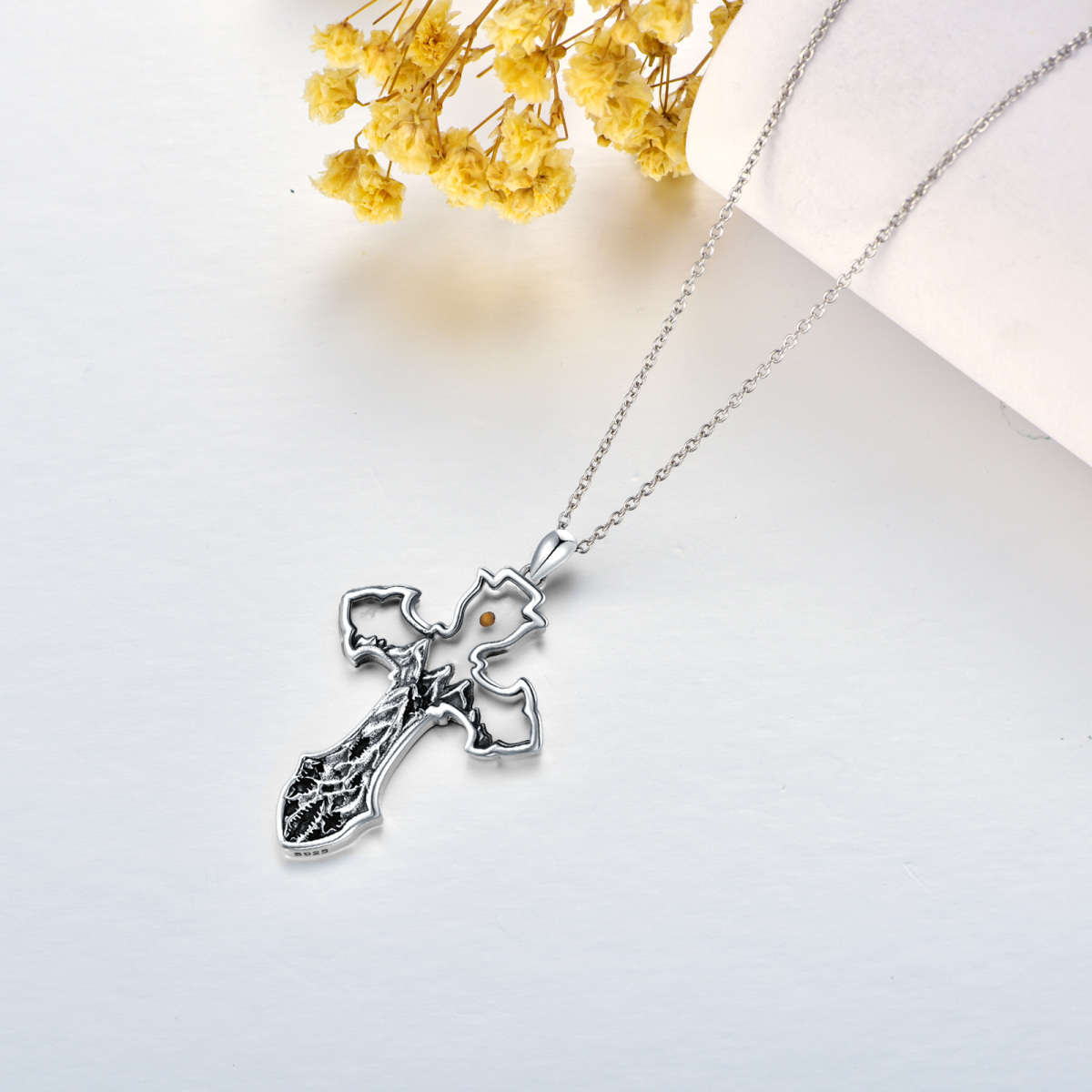 Sterling Silver Cross Pendant Necklace-5