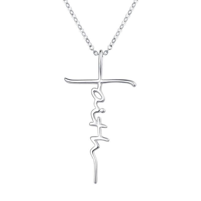 Collana con ciondolo a forma di croce in argento sterling-1