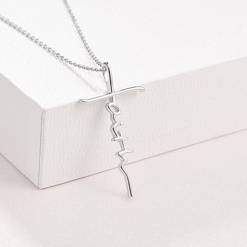 Sterling Silver Cross Pendant Necklace-3