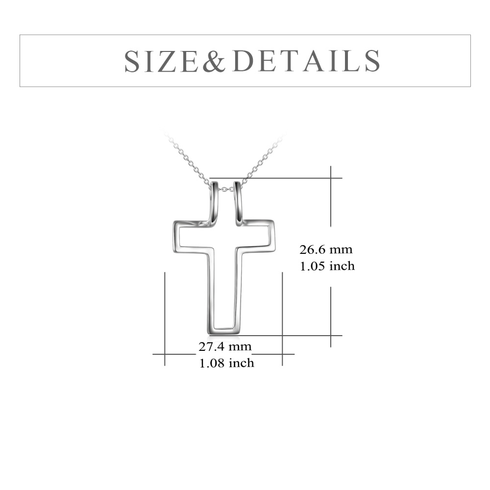 Collar con colgante de cruz de plata de ley-6