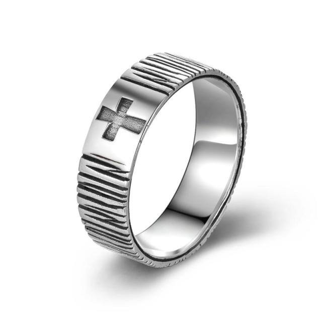 Sterling Silber Kreuz Ring für Männer-1