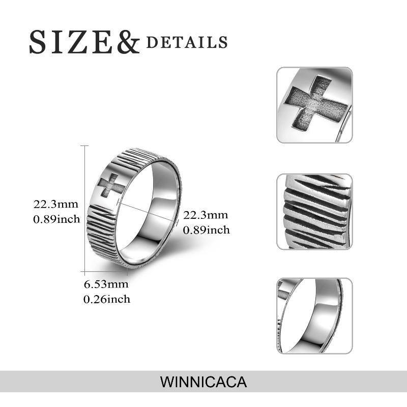 Sterling Silver Cross Ring for Men-5