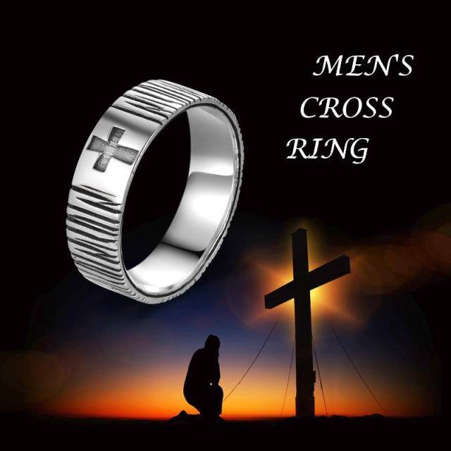 Sterling Silber Kreuz Ring für Männer-6