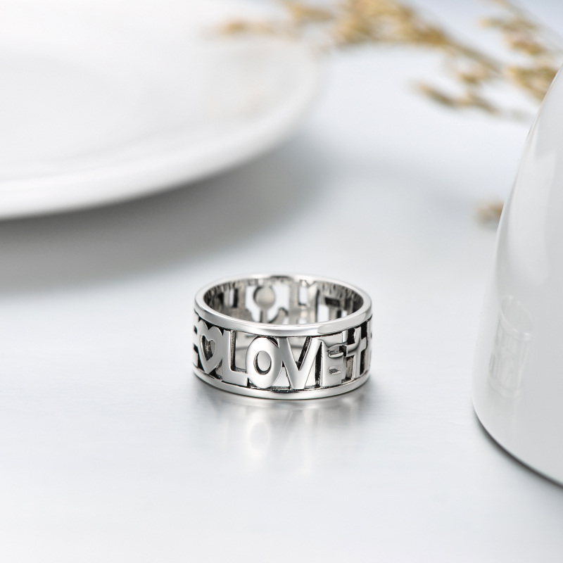 Sterling Silver Cross Ring with Engraved Word-3