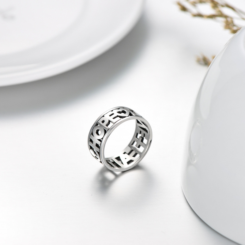 Sterling Silver Cross Ring with Engraved Word-4