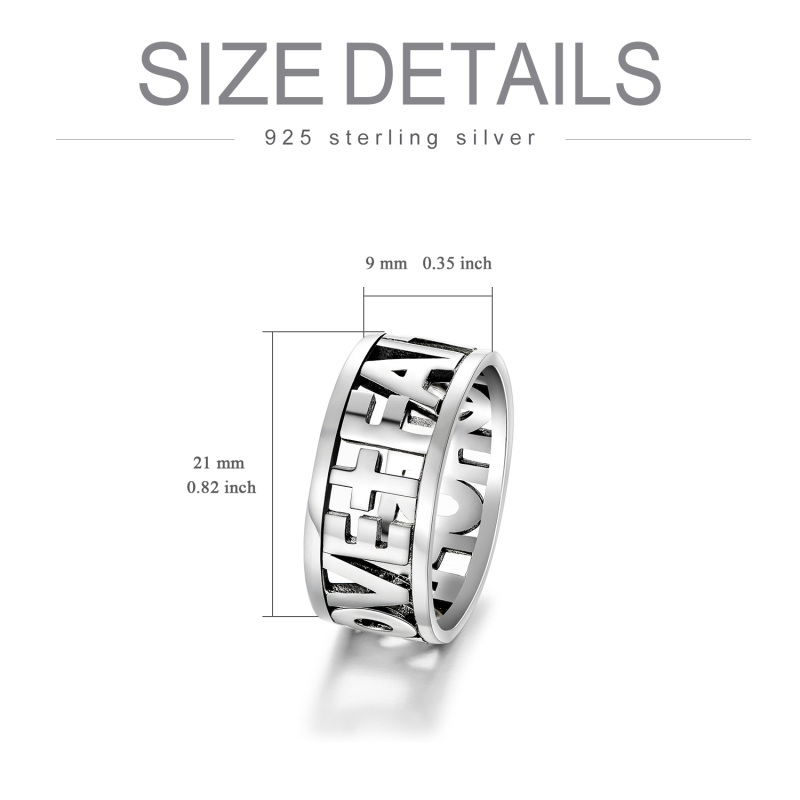 Sterling Silver Cross Ring with Engraved Word-5