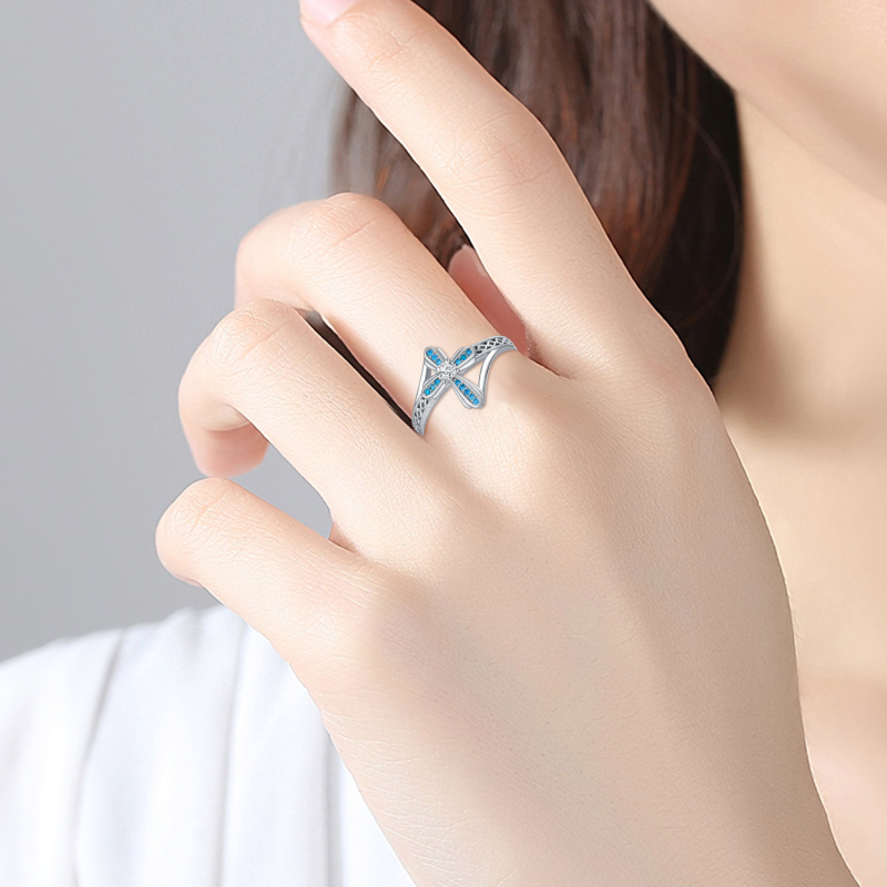 Sterling Silver Cubic Zirconia Cross Ring-2