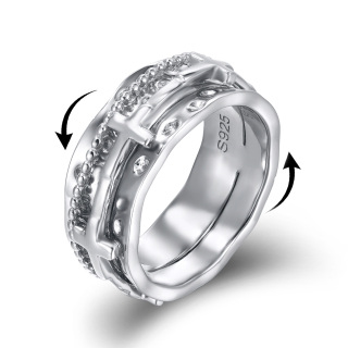 Sterling Silver Cross Ring-12