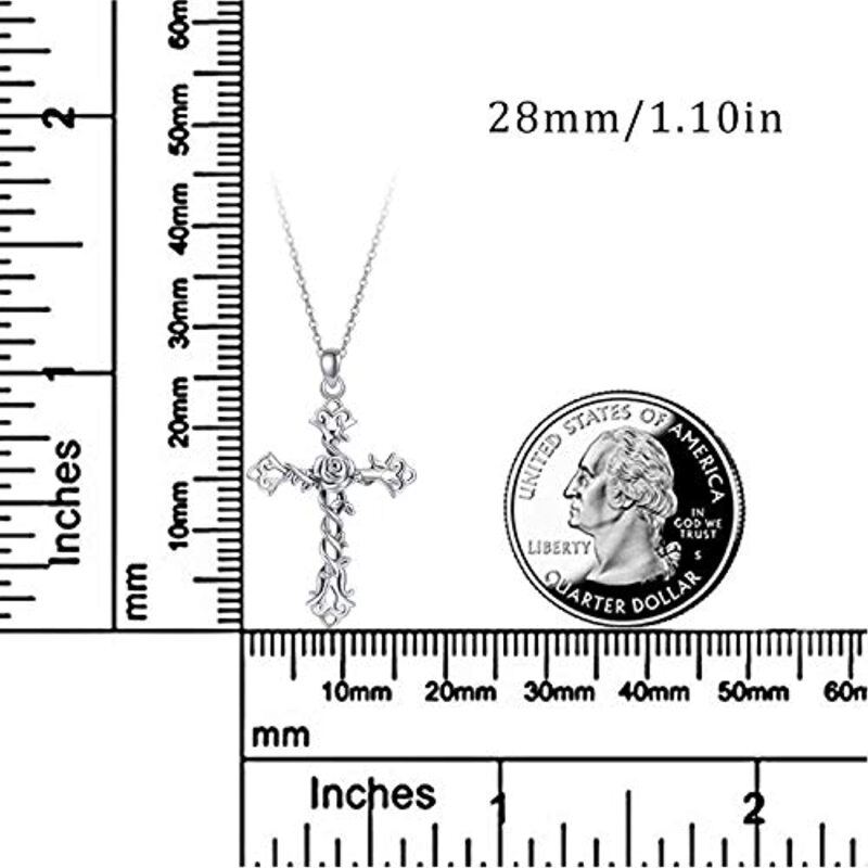 Sterling zilveren kruis bloem & klimop hanger ketting-8