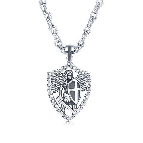 Colar com pingente de espada de Saint Michael em prata esterlina para homens